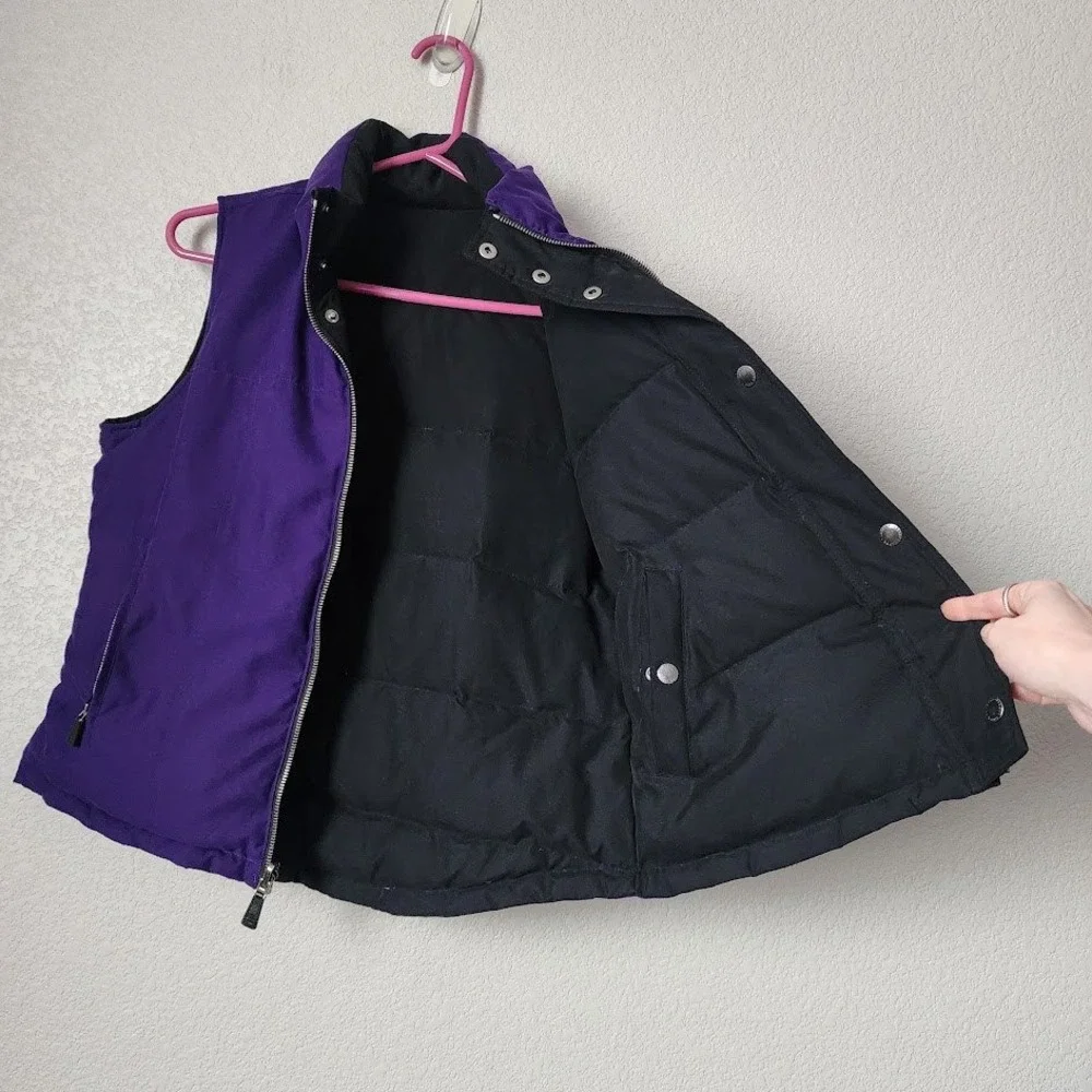 LAUREN RALPH LAUREN Reversible Vest Purple Black Quilted Puffer Jacket Gorpcore